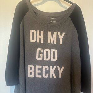 Grey and Black 3/4 sleeves baseball top.